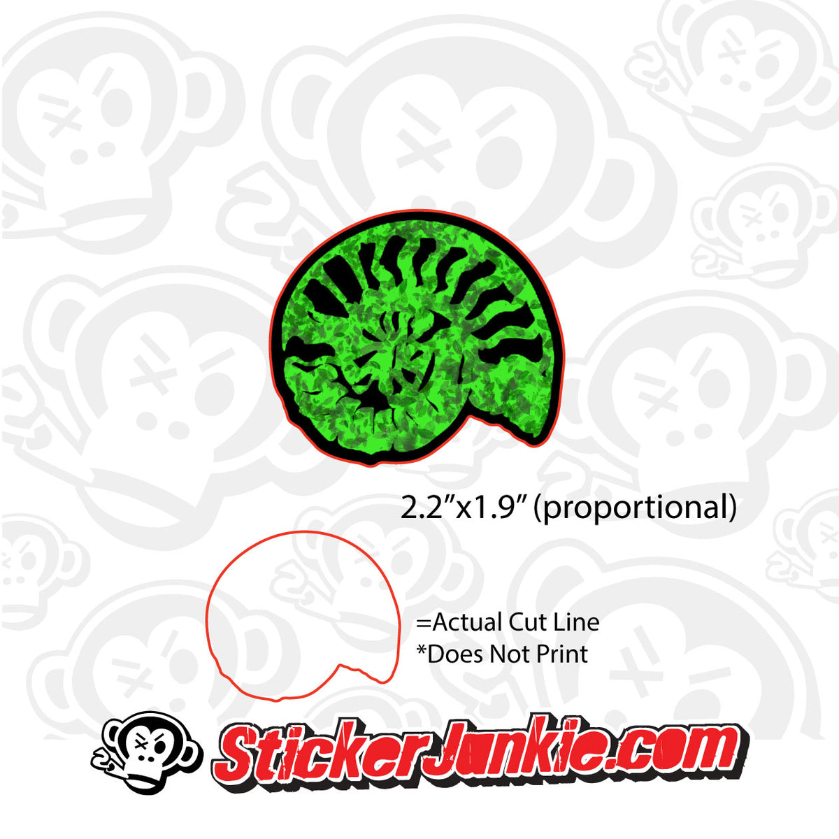 Green Shell-Punctured Tattoo 2.2x1.9