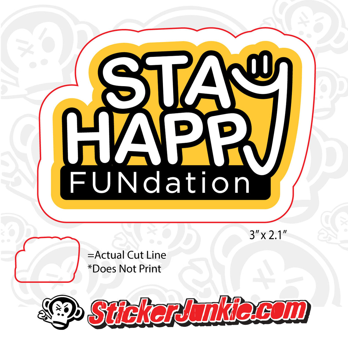 Logo Yellow Die Cut - Stay Happy 3x2.1